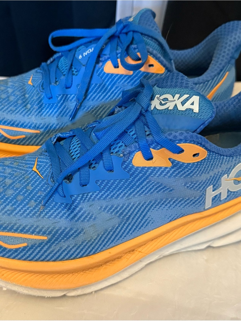 Hoka Men's Blue with Orange Accents Lightweight Running Shoes